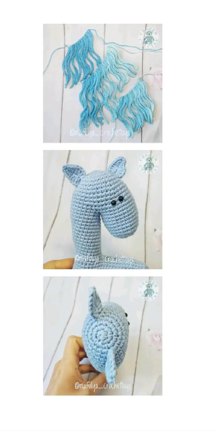 Кольорові в'язані іграшкові конячки для дітей та дорослих