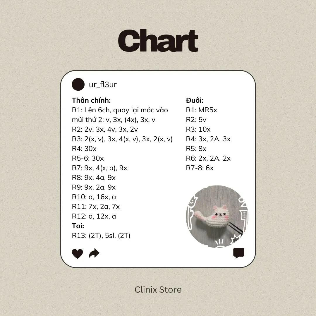 Mẫu móc len mèo mini dễ thương cho người yêu thú cưng