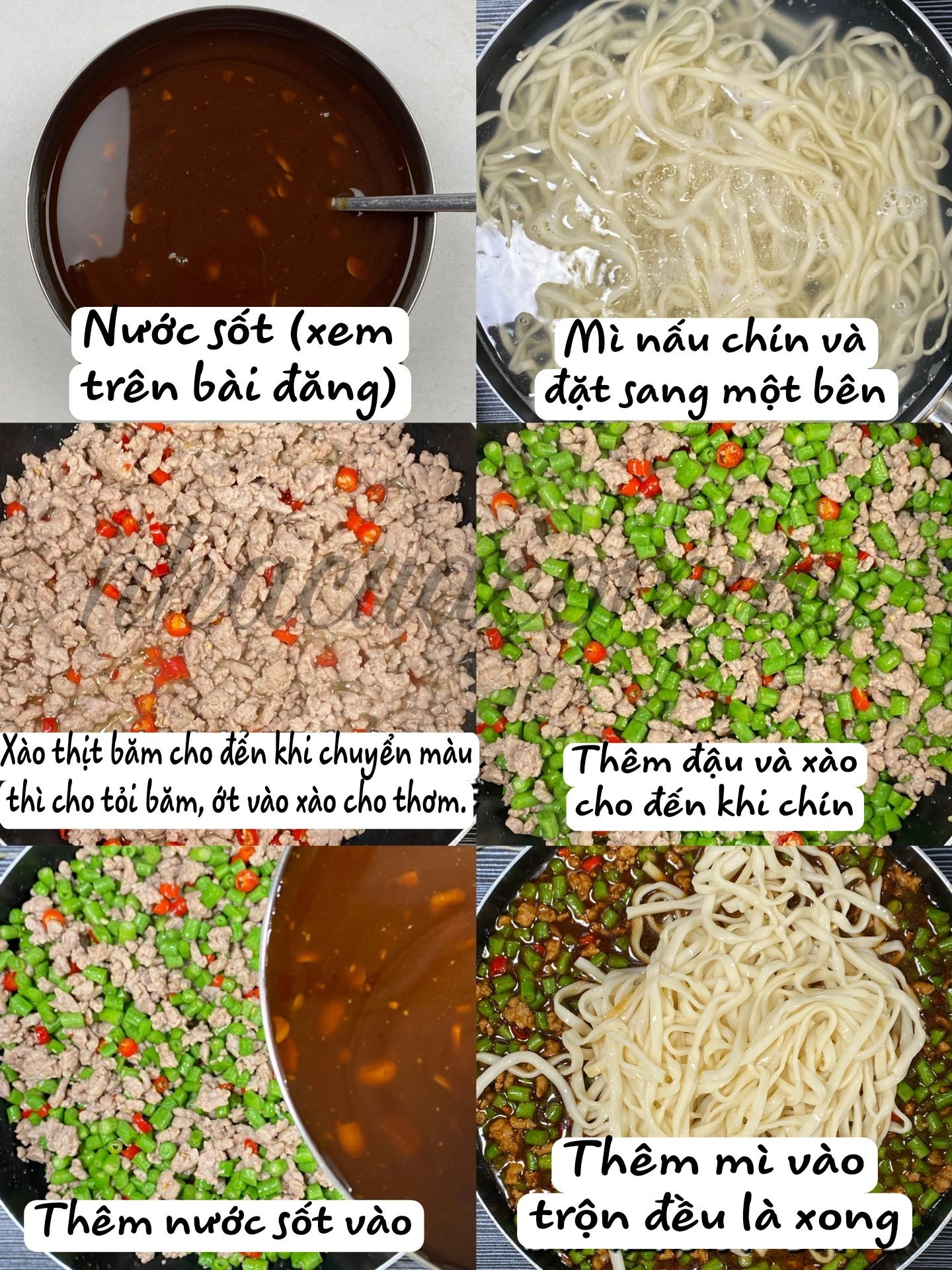 Mì Trộn Đậu Que Thịt Bằm Sốt Đậm Đà