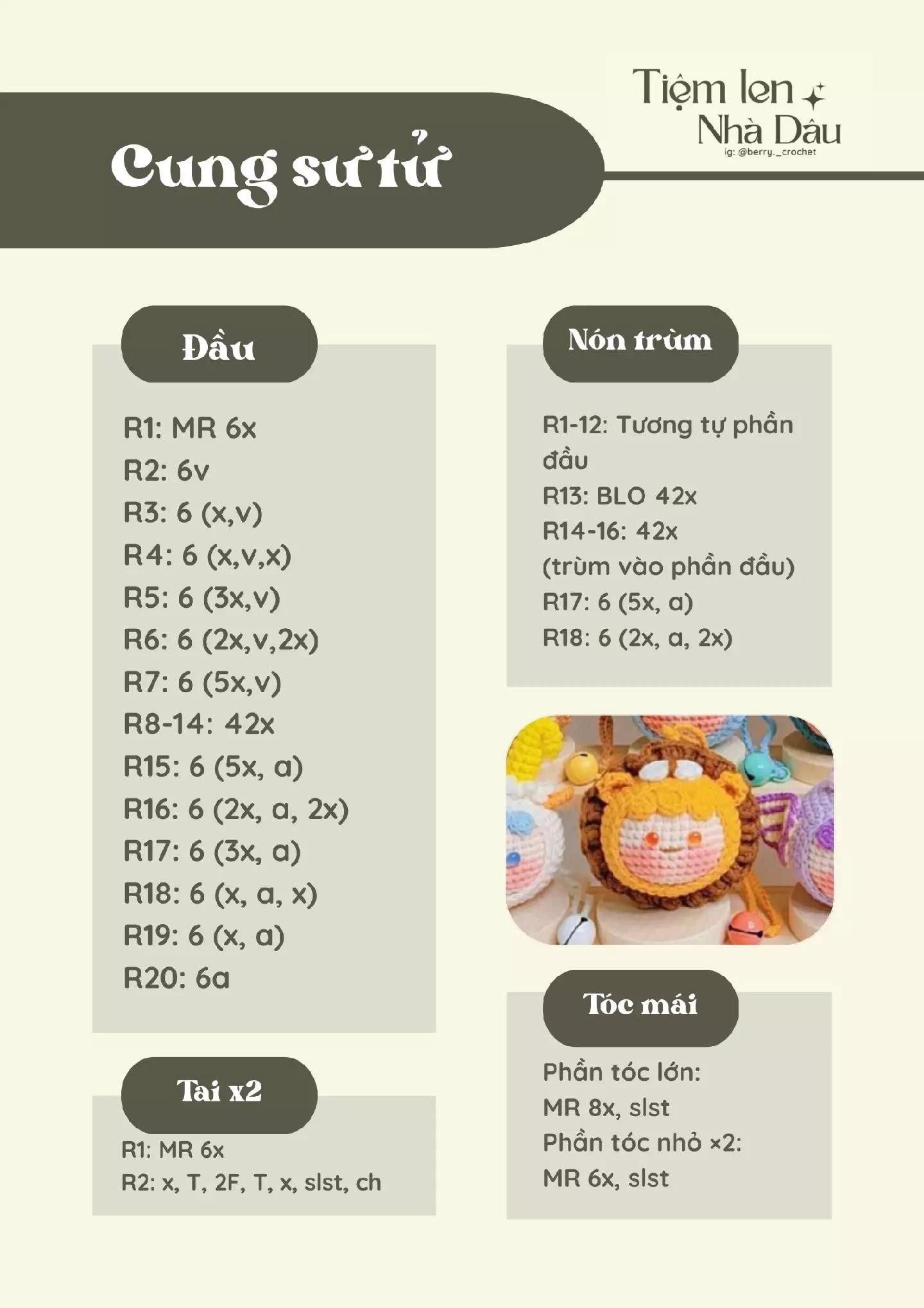 Móc len Cung Sư Tử dễ thương cho người yêu thích sưu tầm