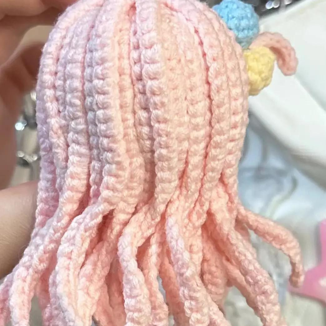 Móc Len Móc Khóa Hình Nhân Vật Tóc Hồng Đáng Yêu