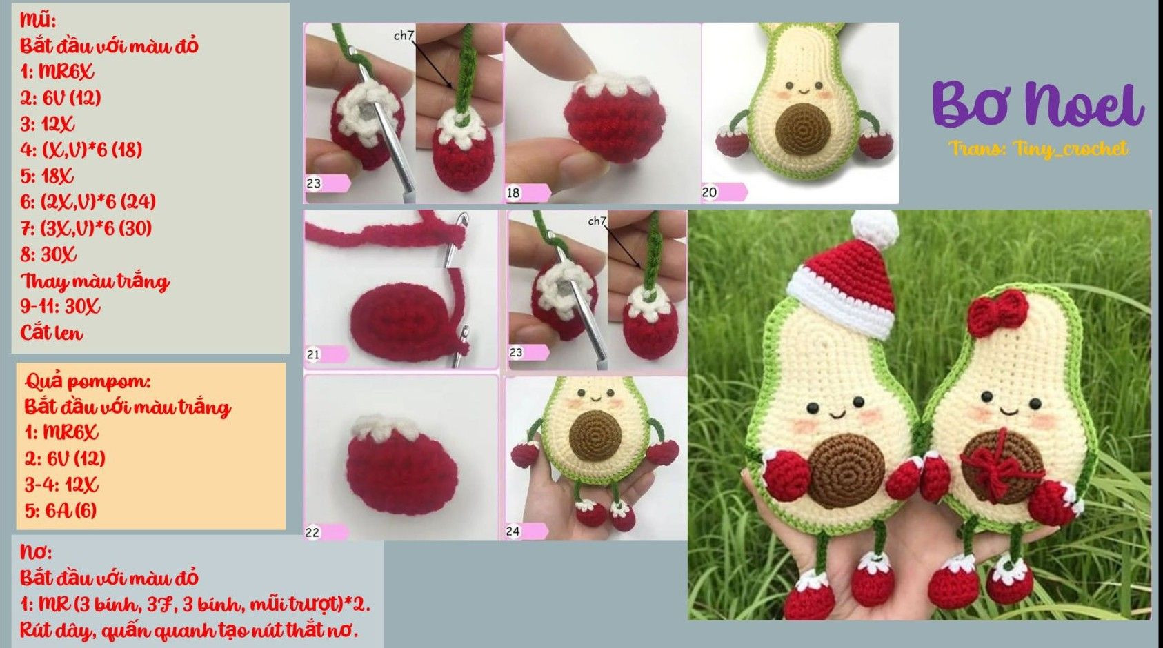 Móc len quả bơ đáng yêu cho mùa Giáng sinh