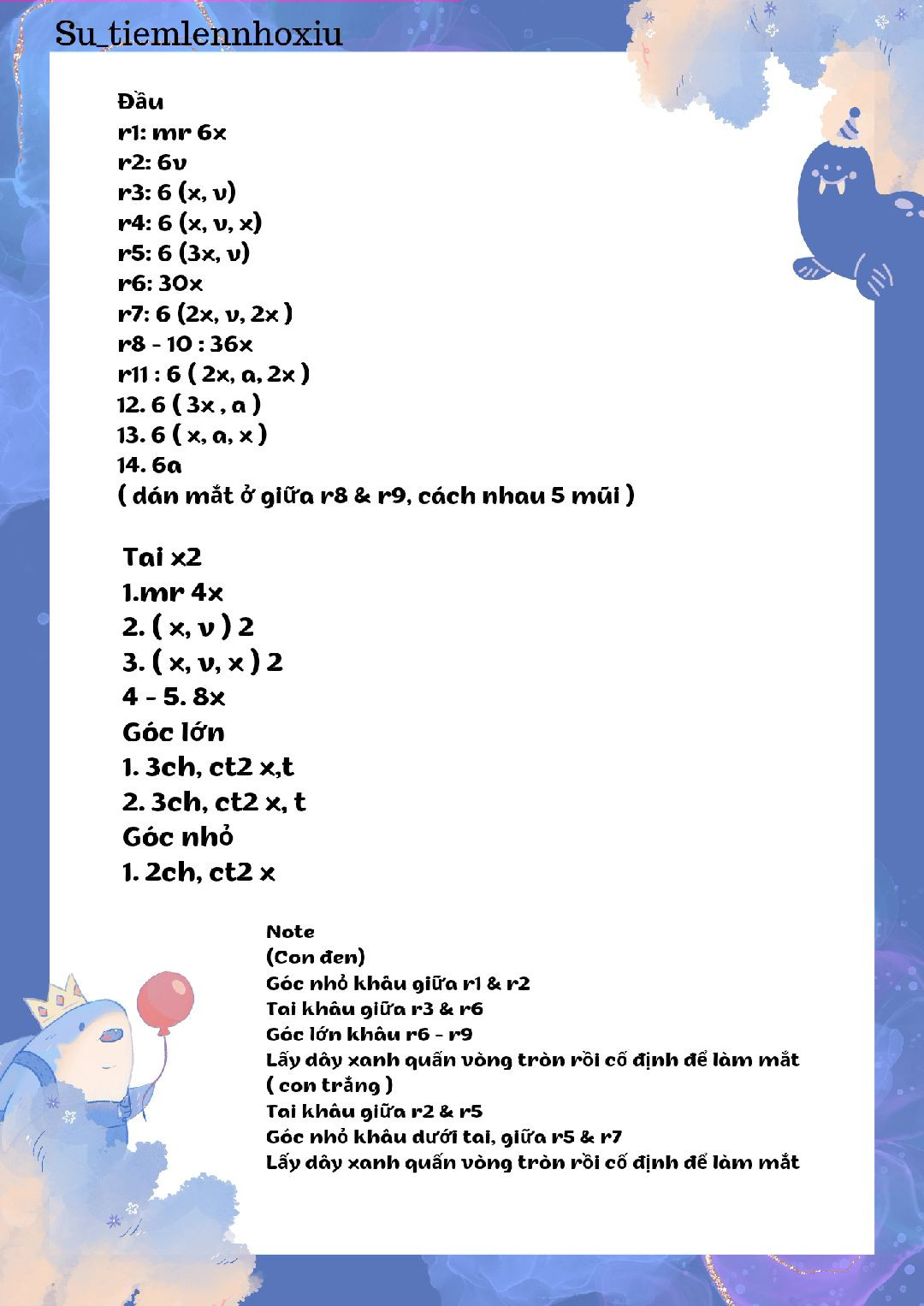 Móc len thú nhồi bông nhỏ xinh hình rồng đen và trắng dễ thương