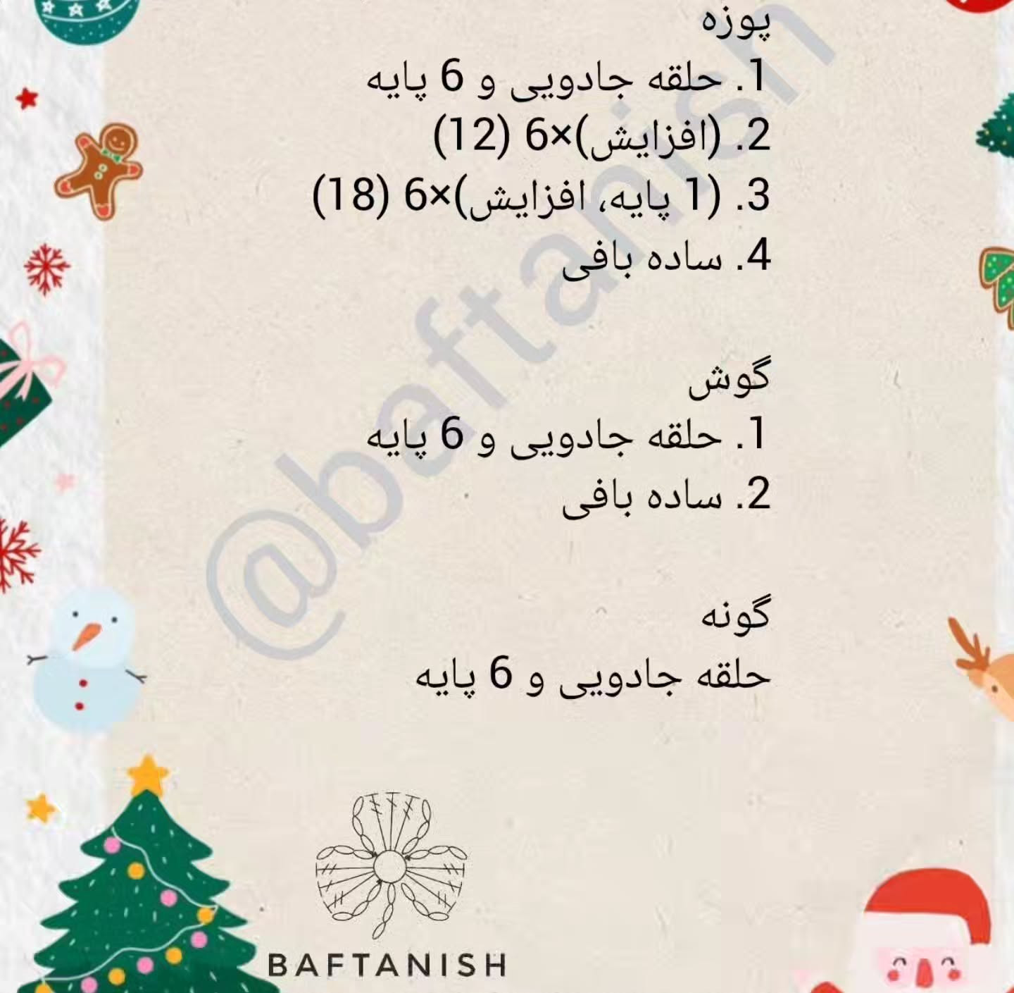 نقشه بافت خرس قلاب‌بافی با پاپیون صورتی