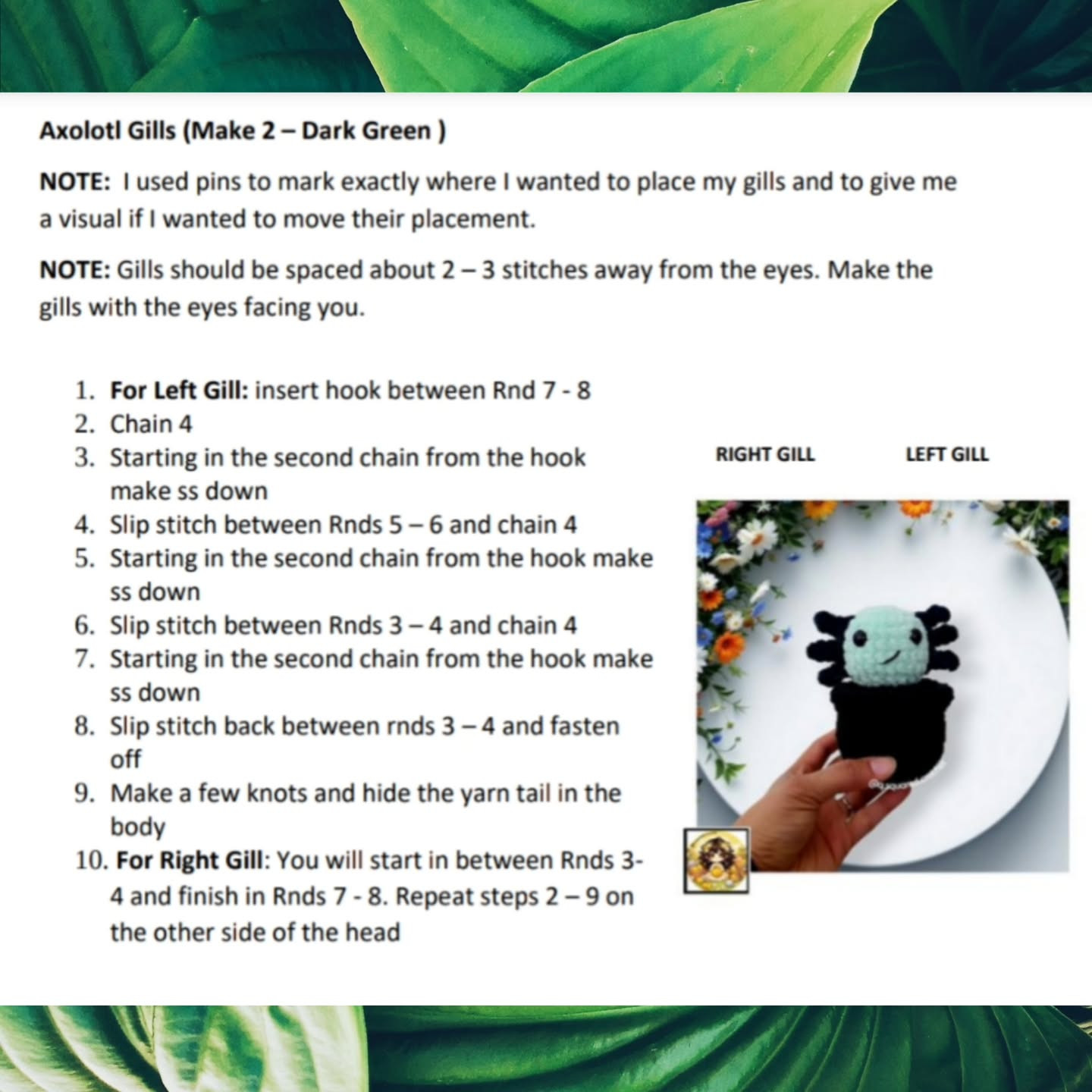 No Sew Aria the Axolotl Cactus Crochet Pattern