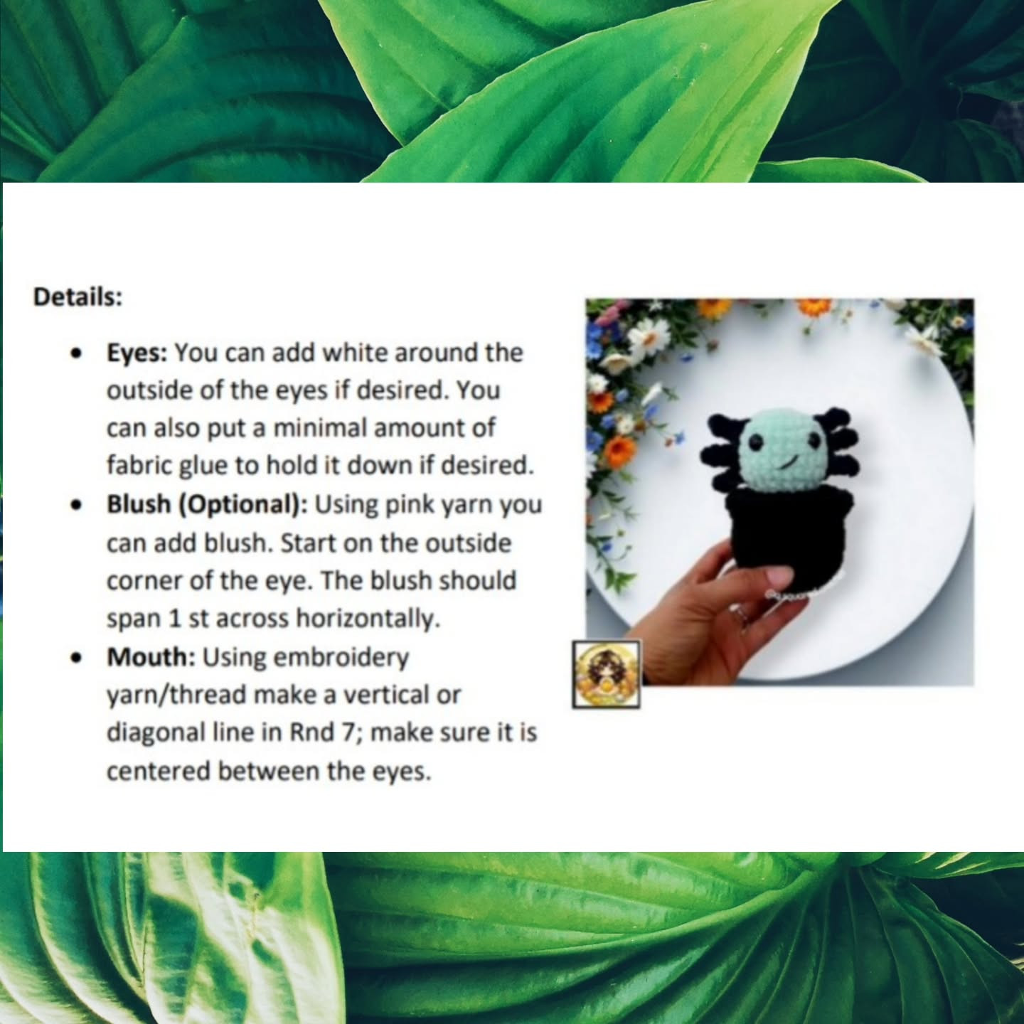 No Sew Aria the Axolotl Cactus Crochet Pattern