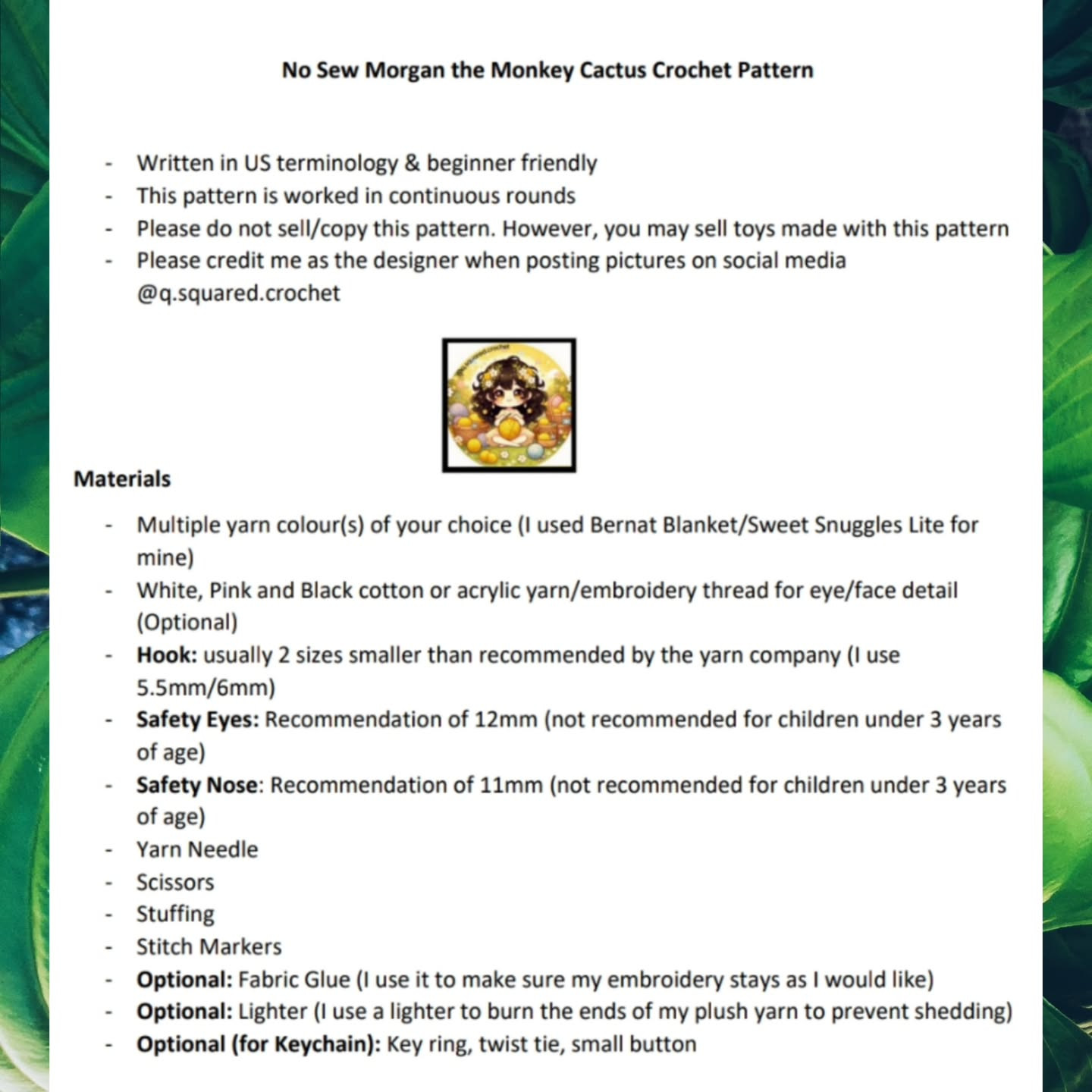 No Sew Morgan the Monkey Cactus Crochet Pattern