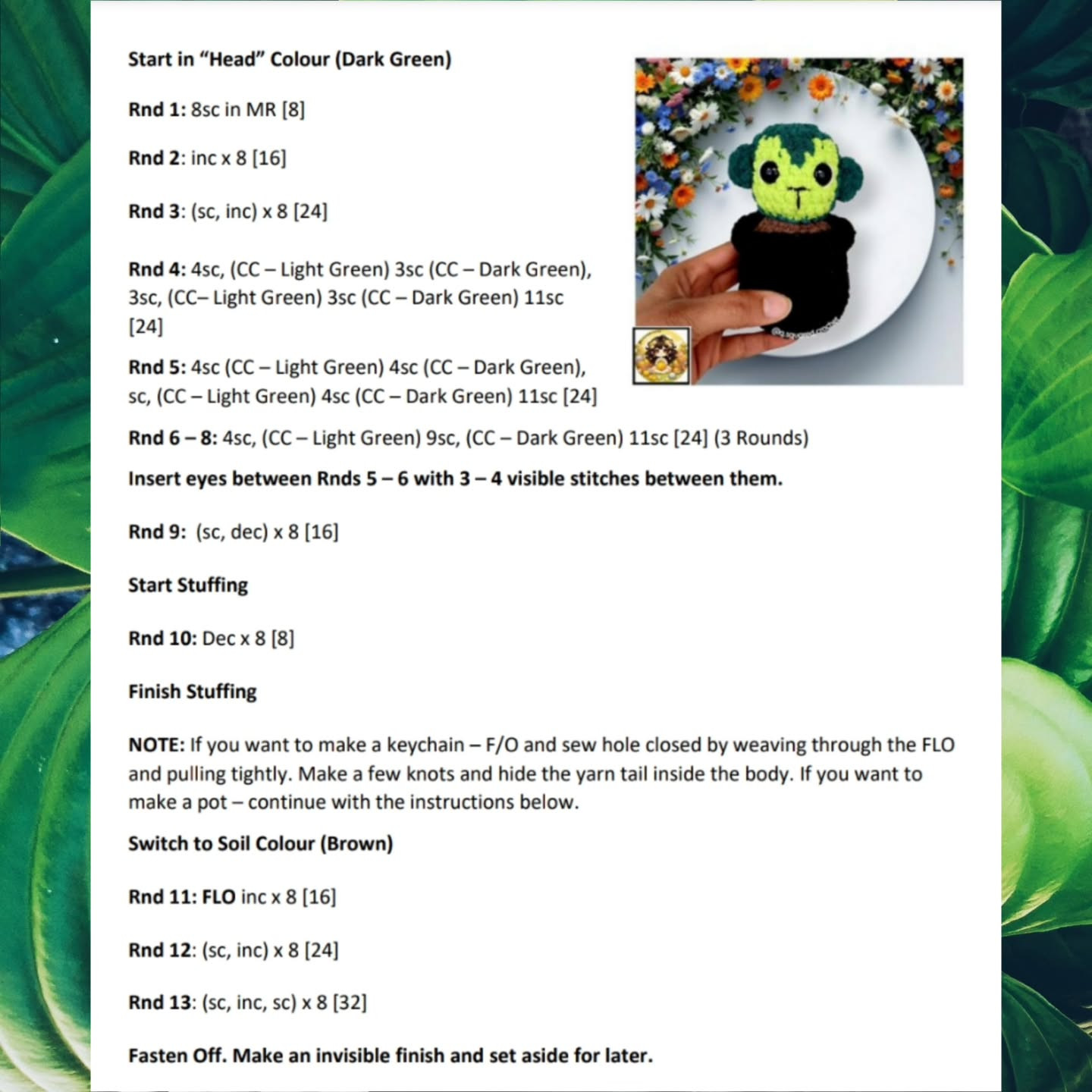 No Sew Morgan the Monkey Cactus Crochet Pattern