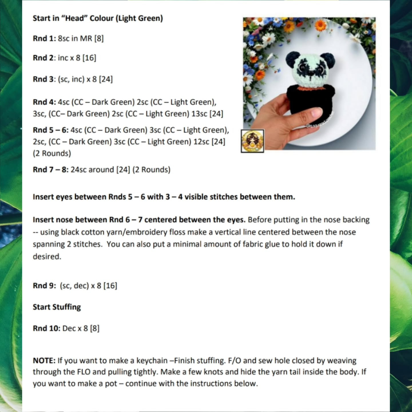 No Sew Peter the Panda Cactus Crochet Pattern