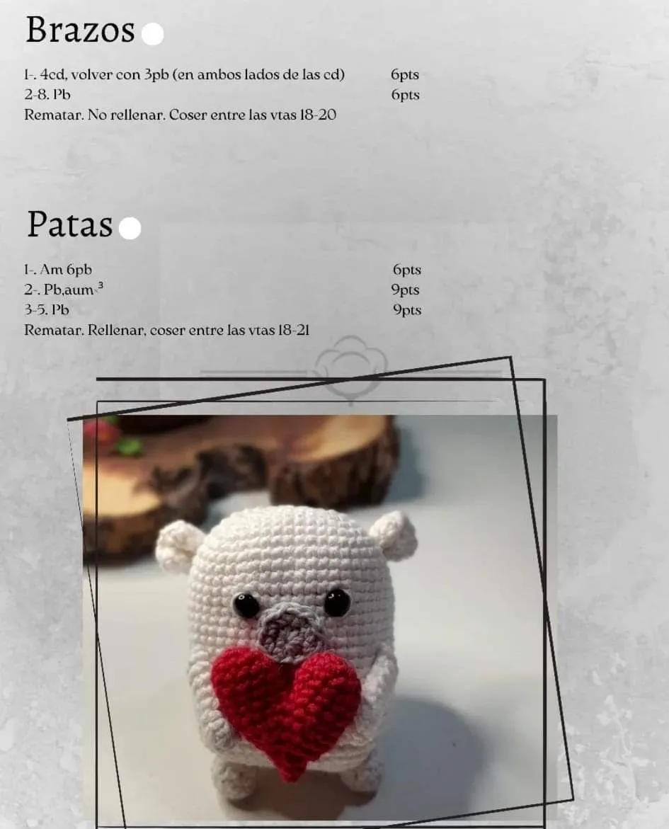 Oso Amigurumi con Corazón - Patrón Gratuito para Tejer