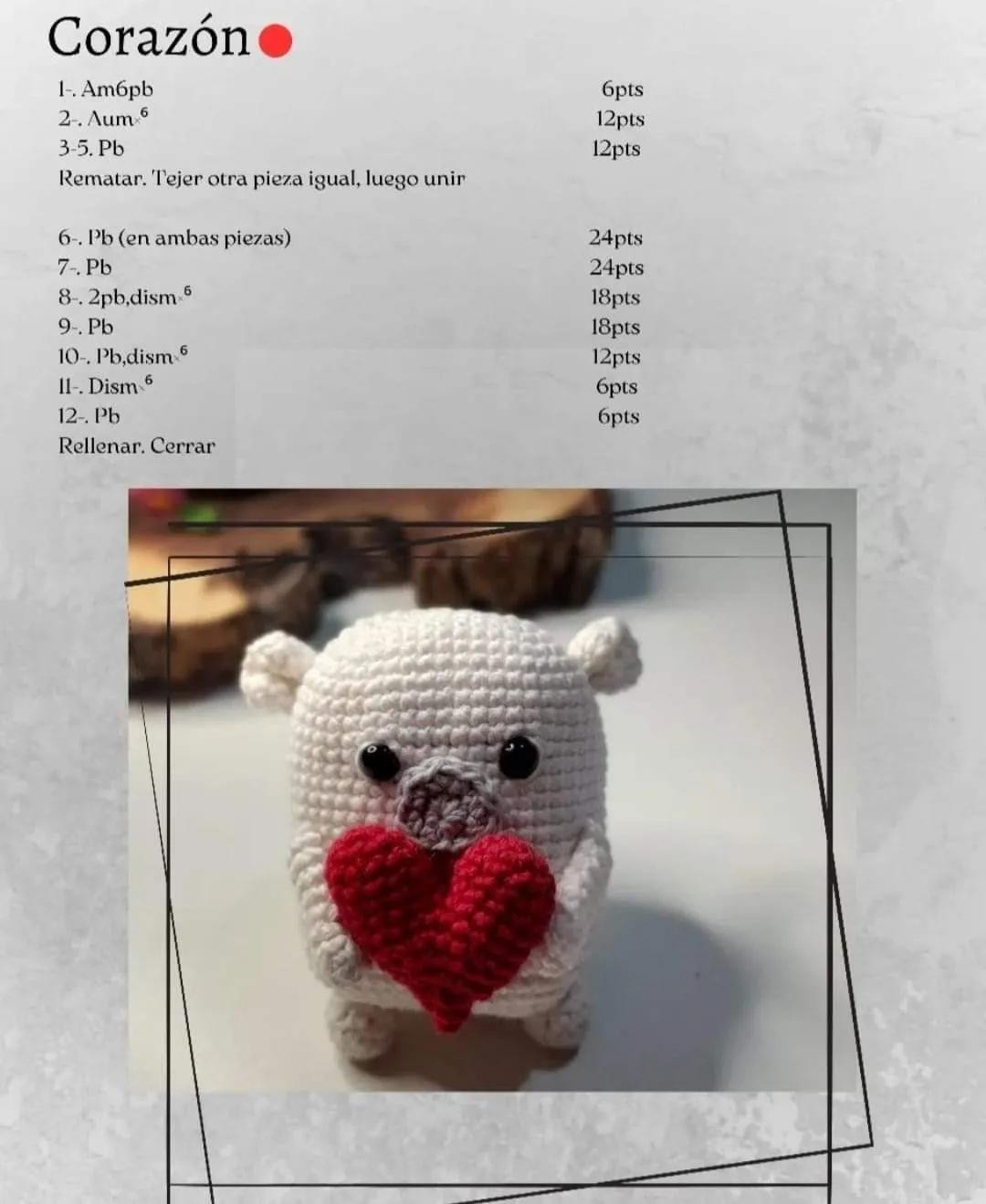 Oso Amigurumi con Corazón - Patrón Gratuito para Tejer
