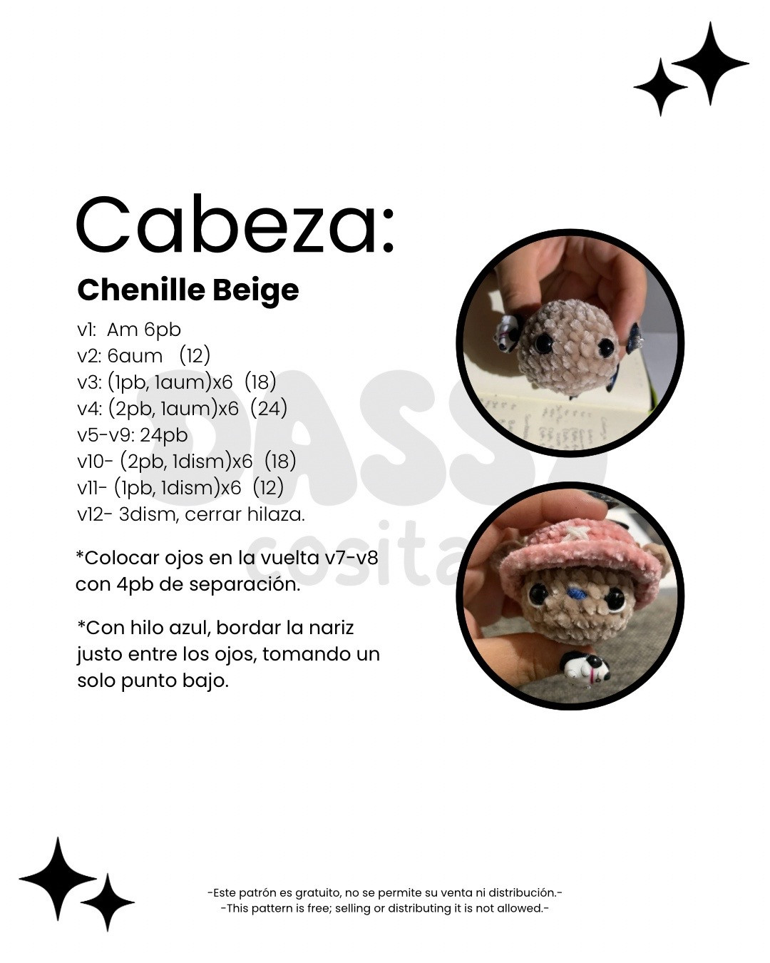 Patrón amigurumi de Tony Tony Chopper gratis y fácil de seguir