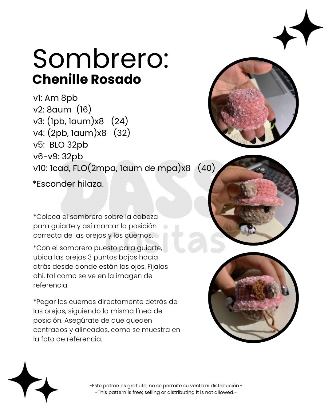 Patrón amigurumi de Tony Tony Chopper gratis y fácil de seguir