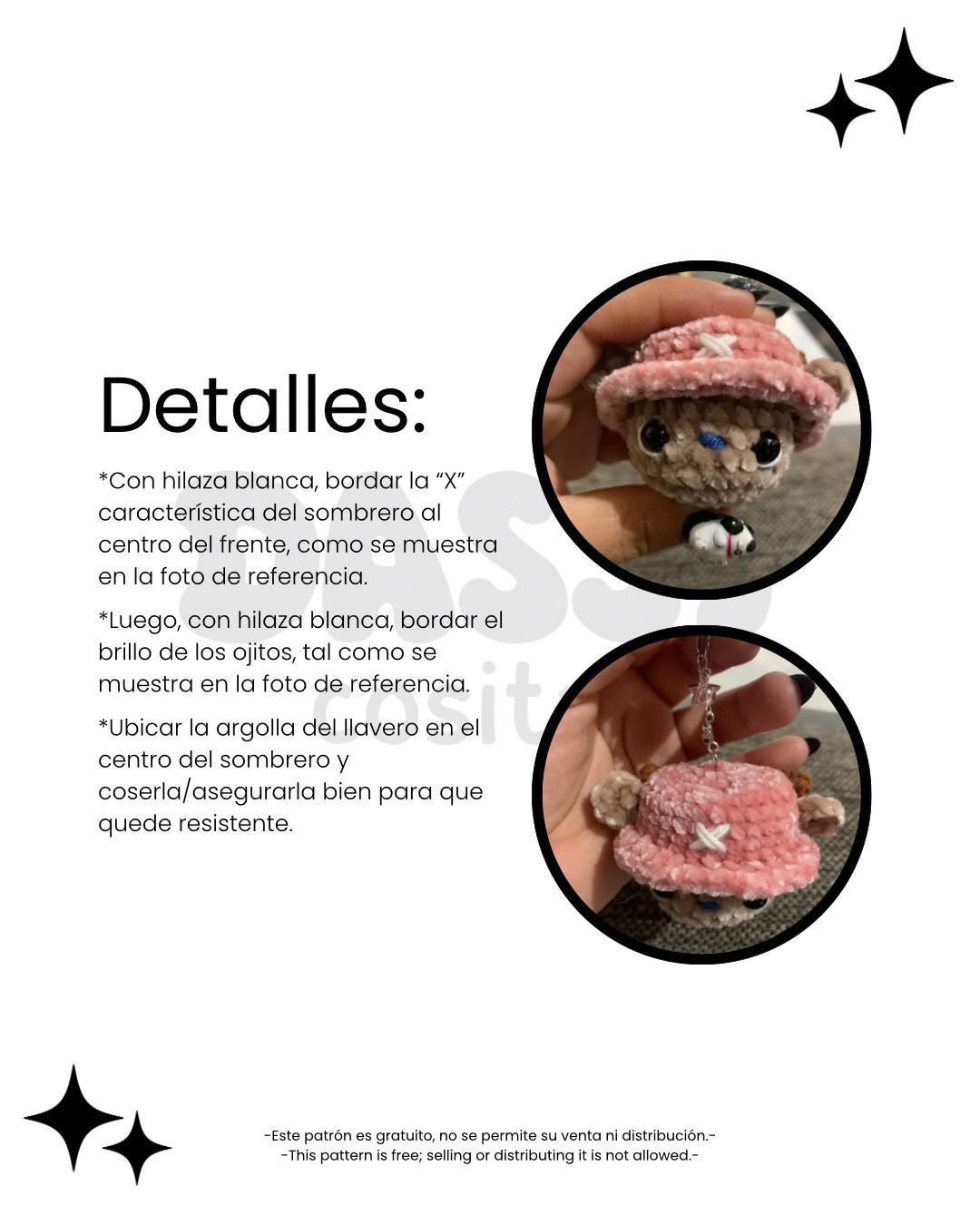 Patrón amigurumi de Tony Tony Chopper gratis y fácil de seguir