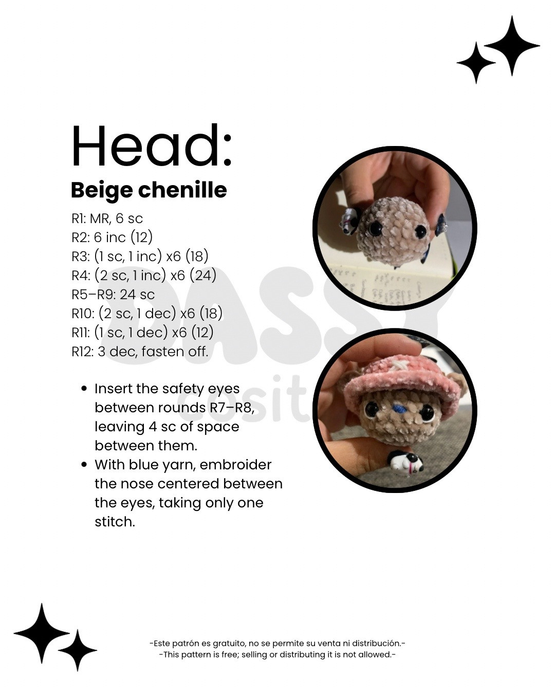 Patrón amigurumi de Tony Tony Chopper gratis y fácil de seguir