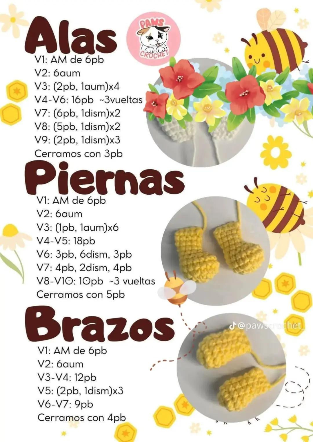 Patrón de Amigurumi: Abejita Bebé Gratis, Hecho por Paws Crochet