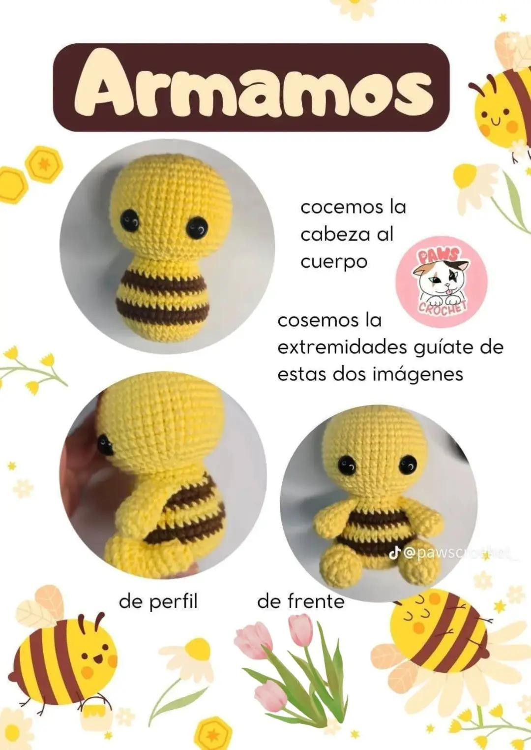 Patrón de Amigurumi: Abejita Bebé Gratis, Hecho por Paws Crochet