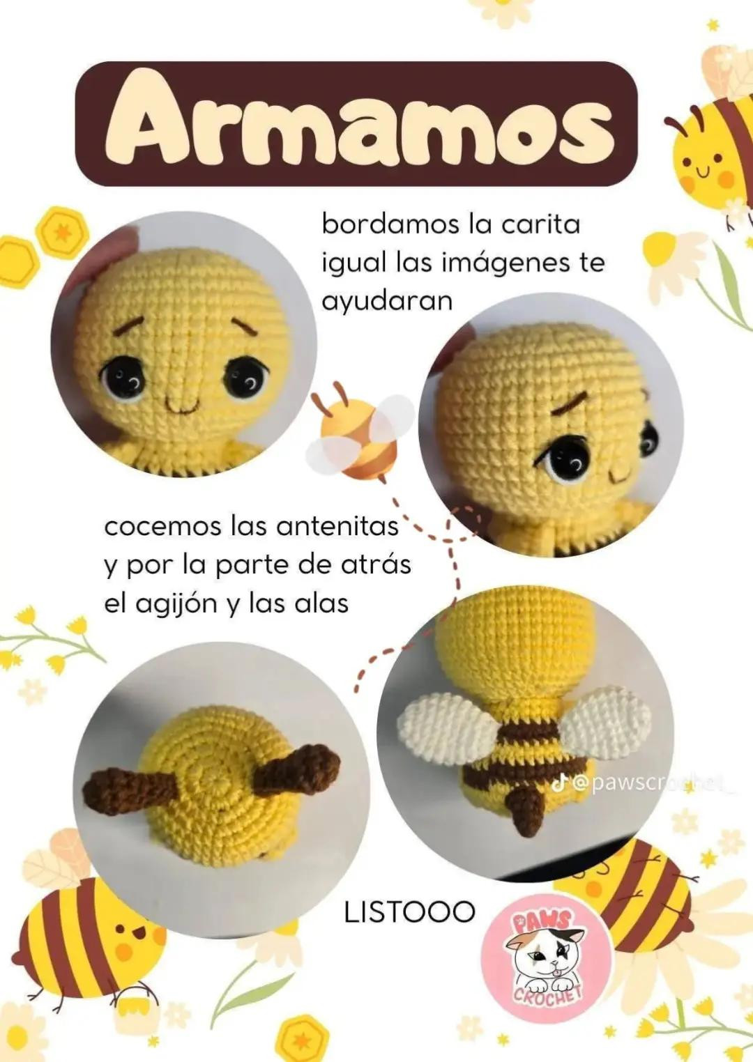 Patrón de Amigurumi: Abejita Bebé Gratis, Hecho por Paws Crochet