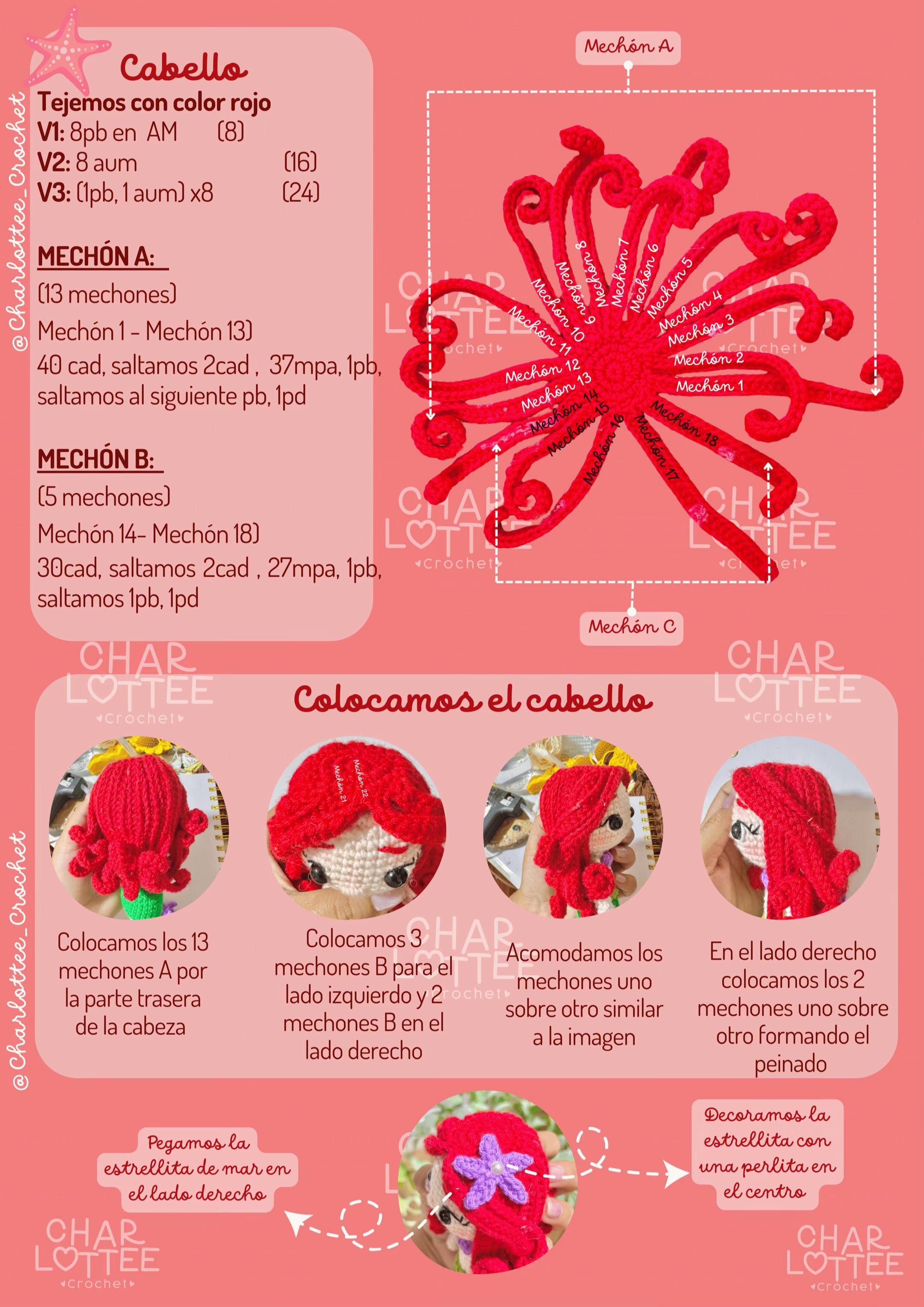 Patrón de amigurumi de Ariel para tejer fácilmente