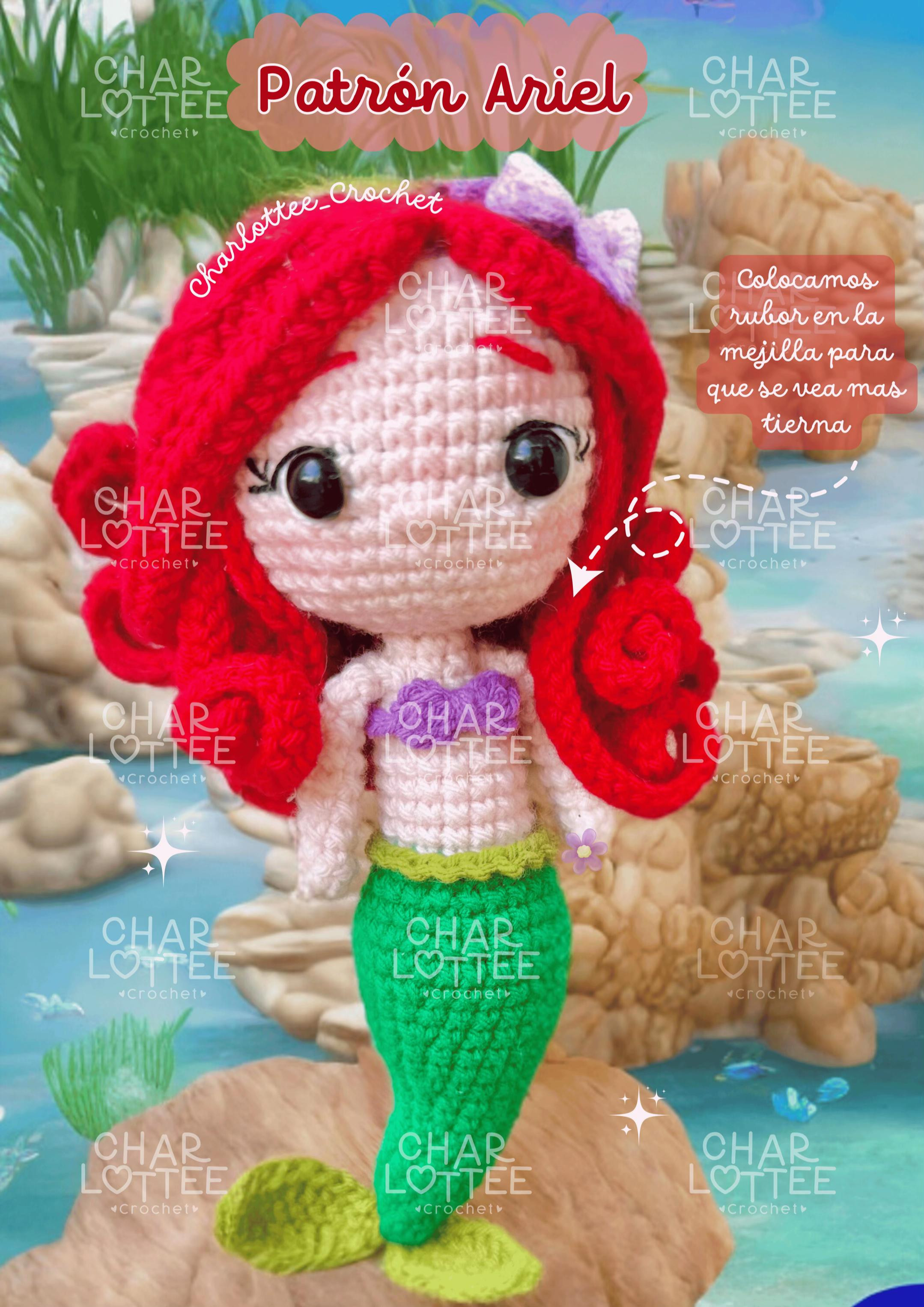 Patrón de amigurumi de Ariel para tejer fácilmente
