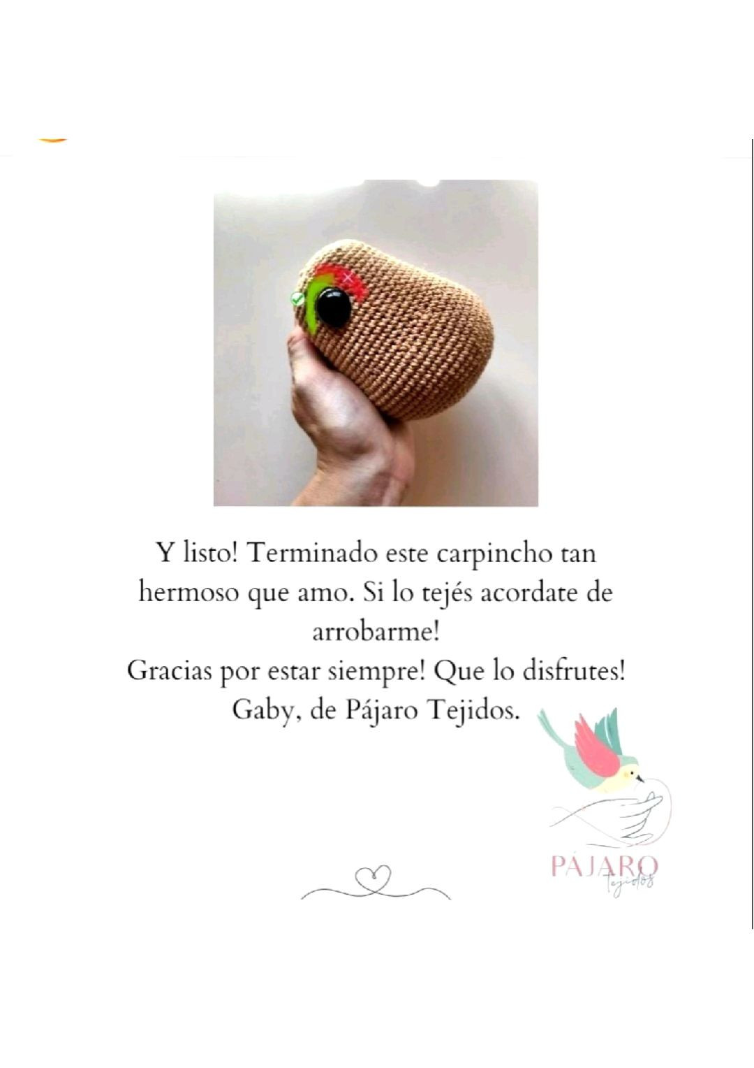 Patrón de amigurumi de carpincho lindo y gratuito