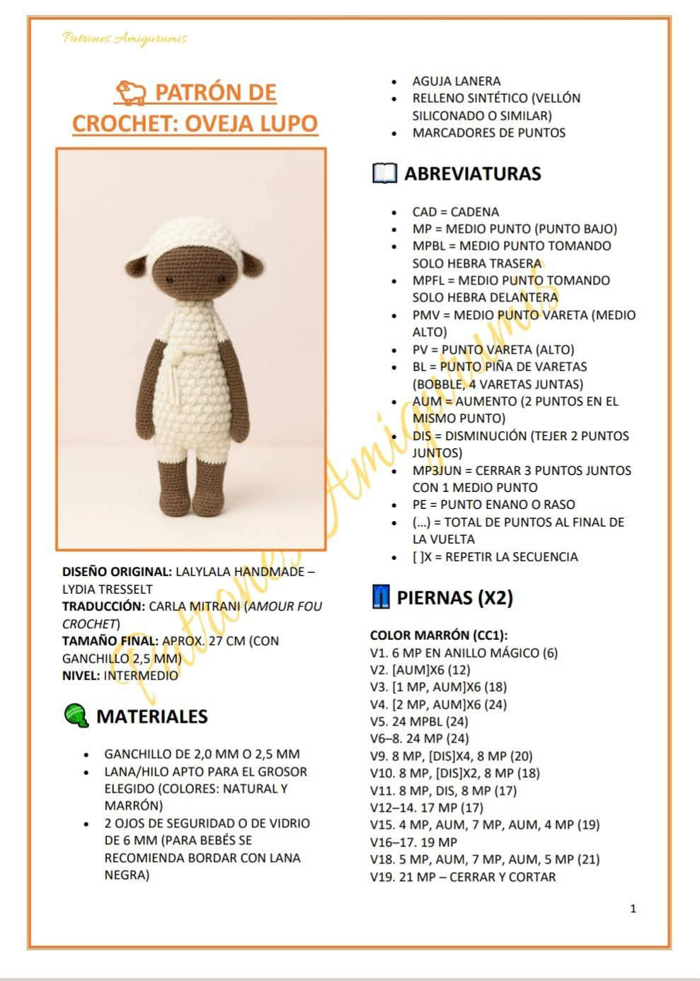 Patrón de amigurumi de oveja adorable para principiantes