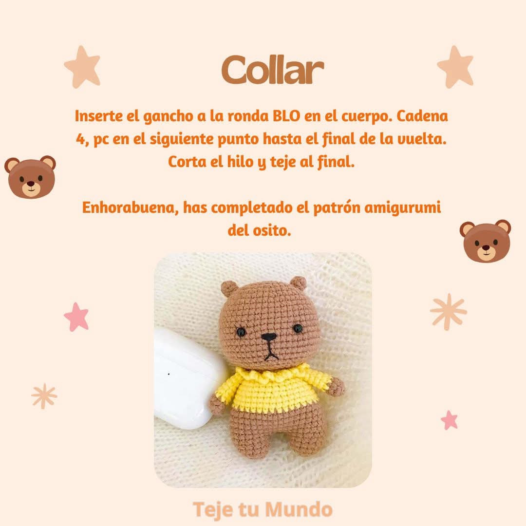 Patrón de amigurumi: Osito con suéter amarillo