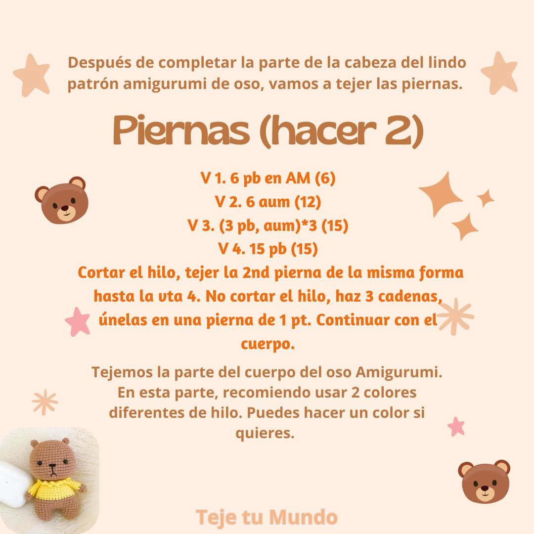 Patrón de amigurumi: Osito con suéter amarillo