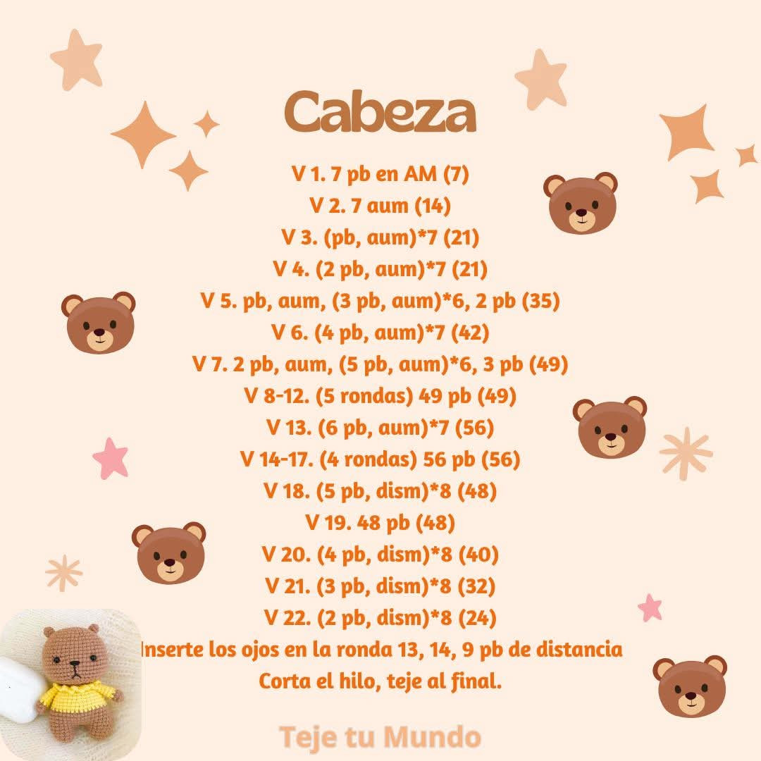 Patrón de amigurumi: Osito con suéter amarillo