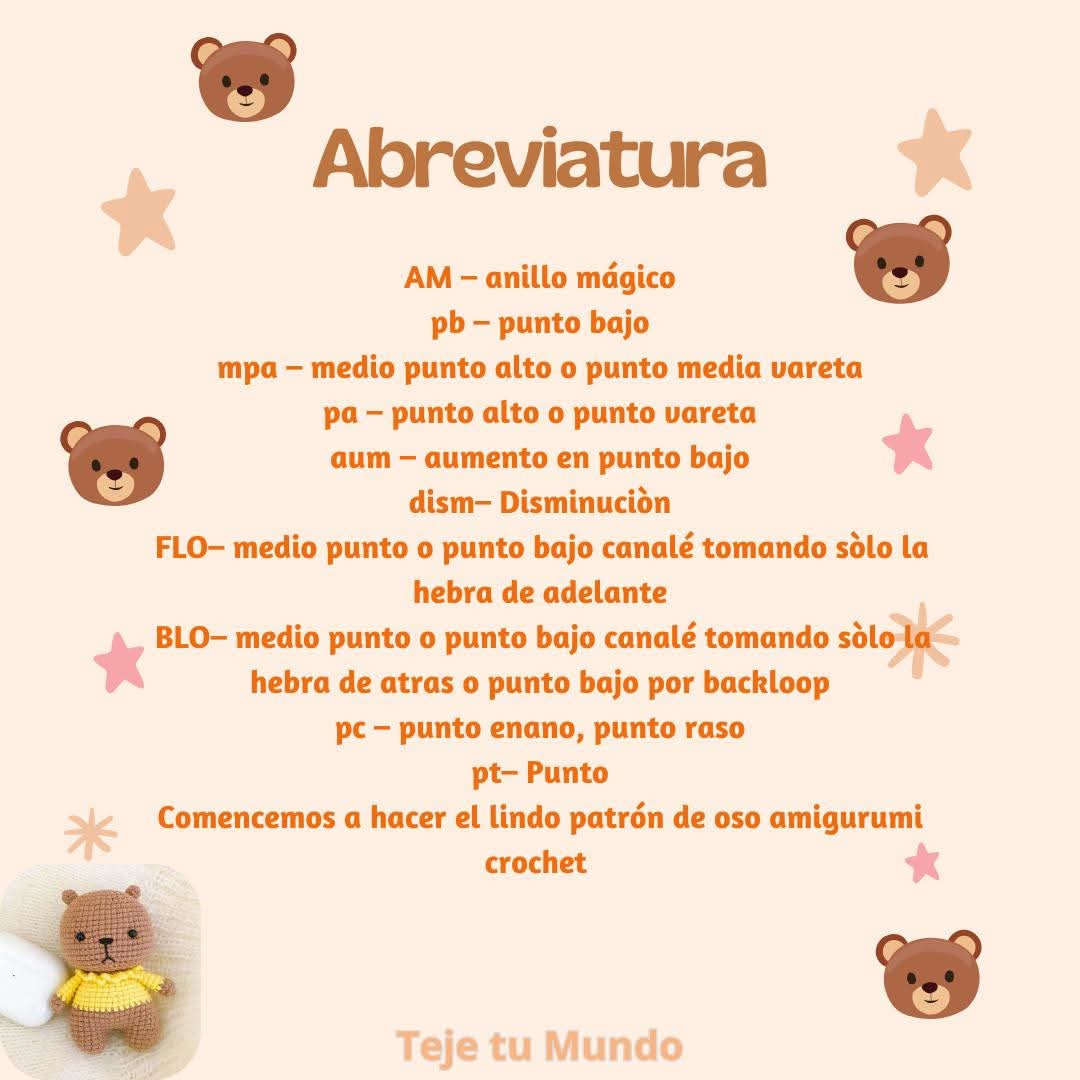 Patrón de amigurumi: Osito con suéter amarillo