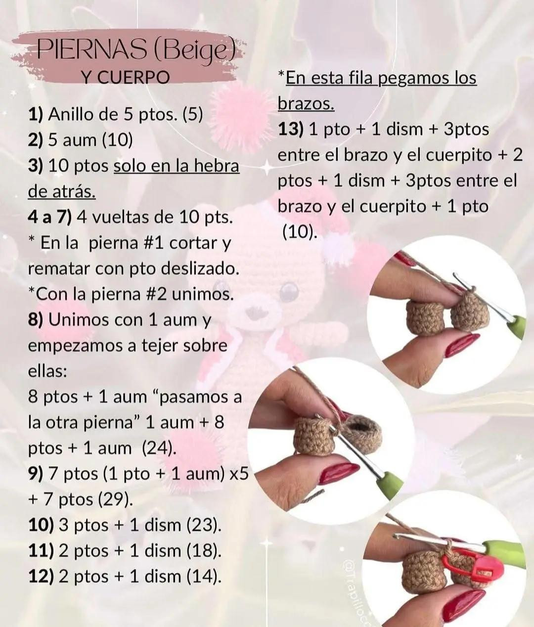 Patrón de amigurumi oso navideño gratis para principiantes