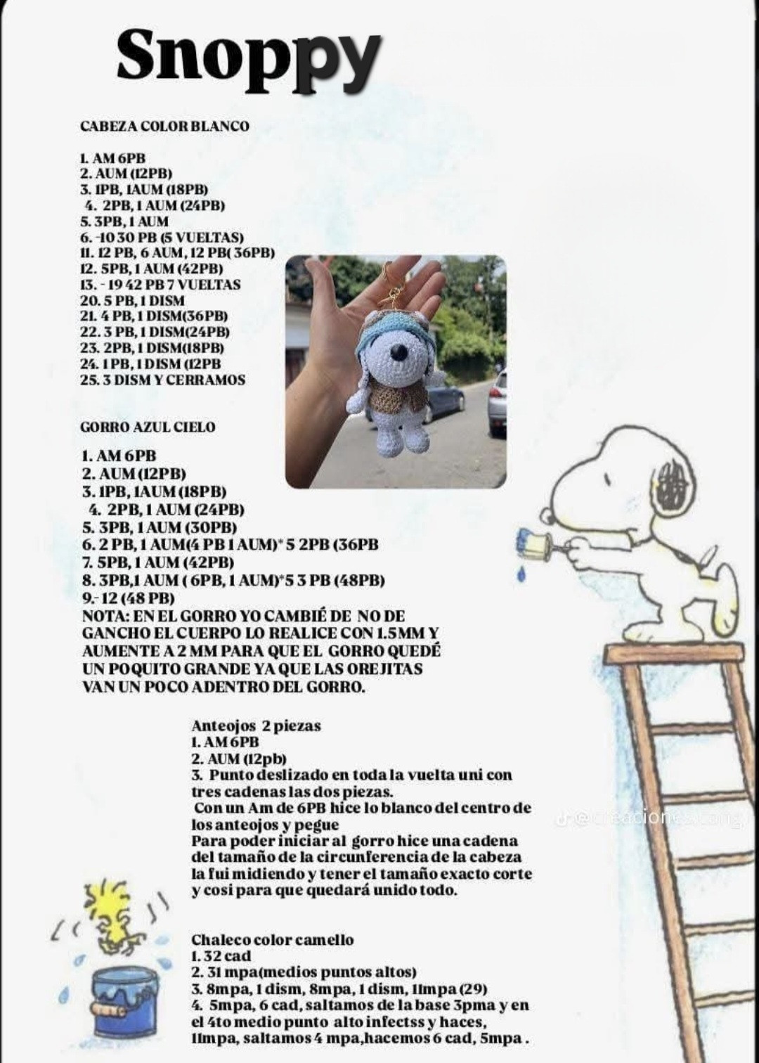 Patrón de amigurumi piloto adorable para llavero