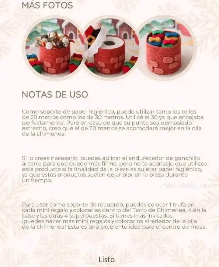 Patrón de ganchillo de Papá Noel junto a la chimenea