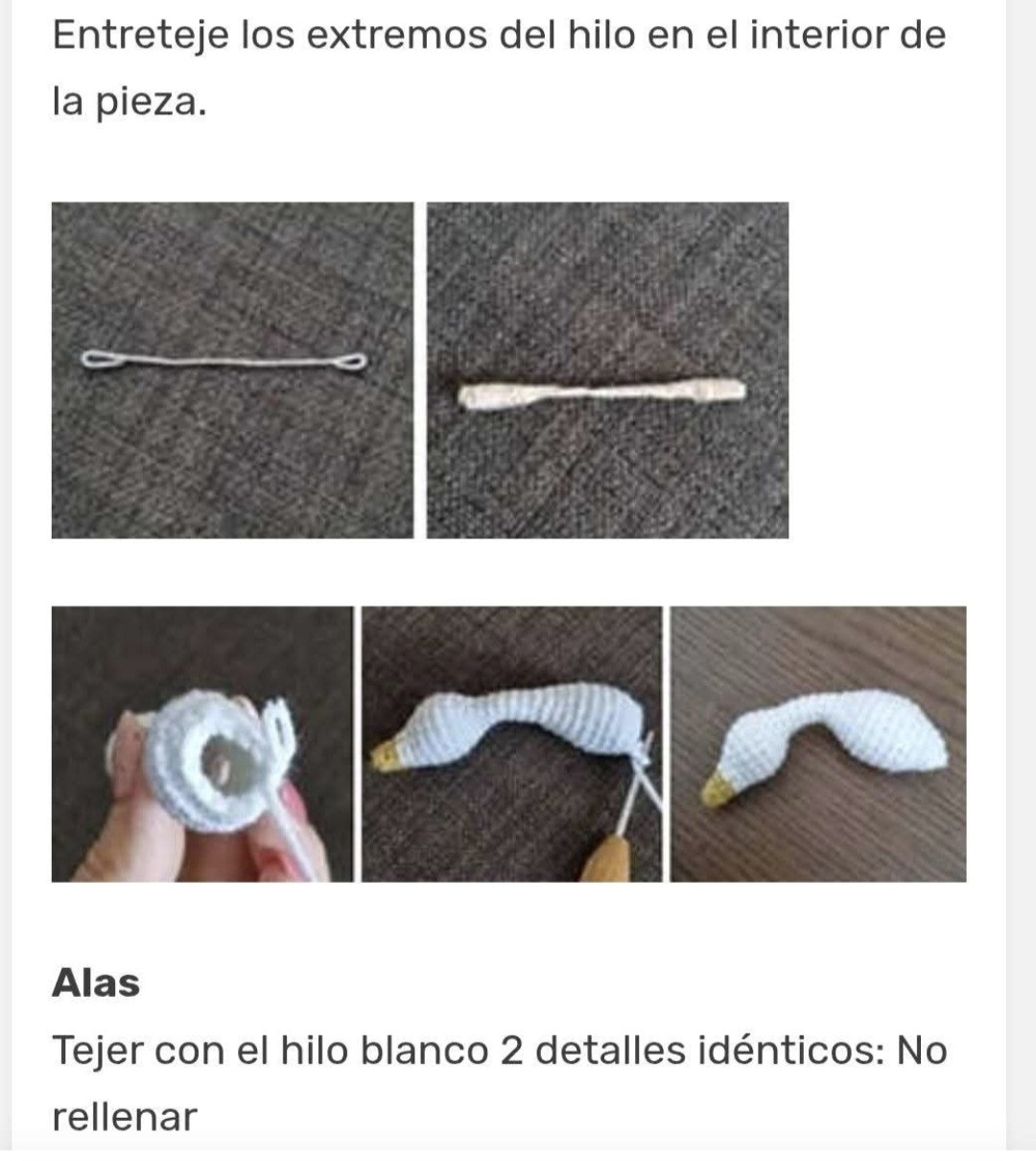 Patrón de ganso tejido a crochet detallado