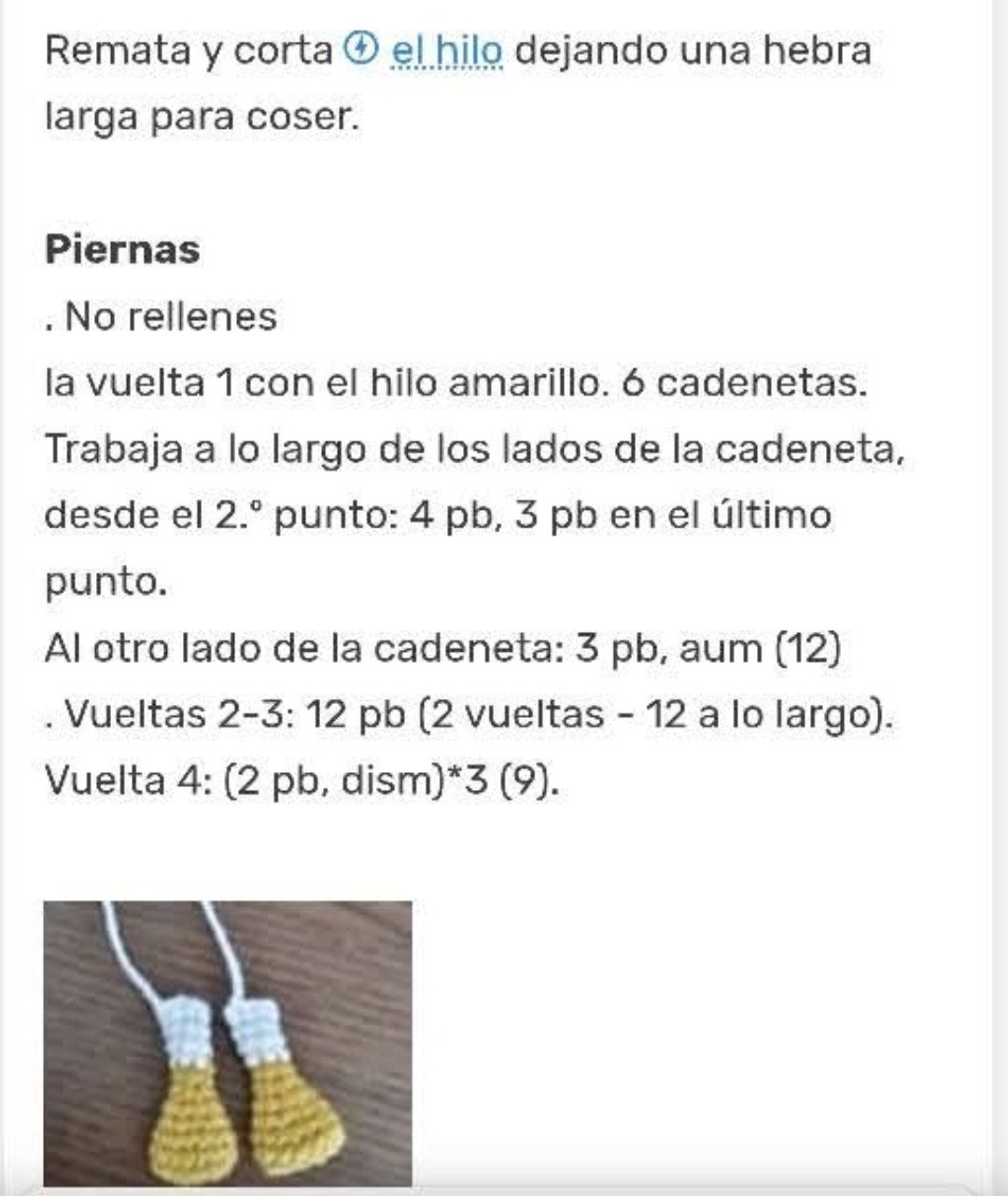 Patrón de ganso tejido a crochet detallado