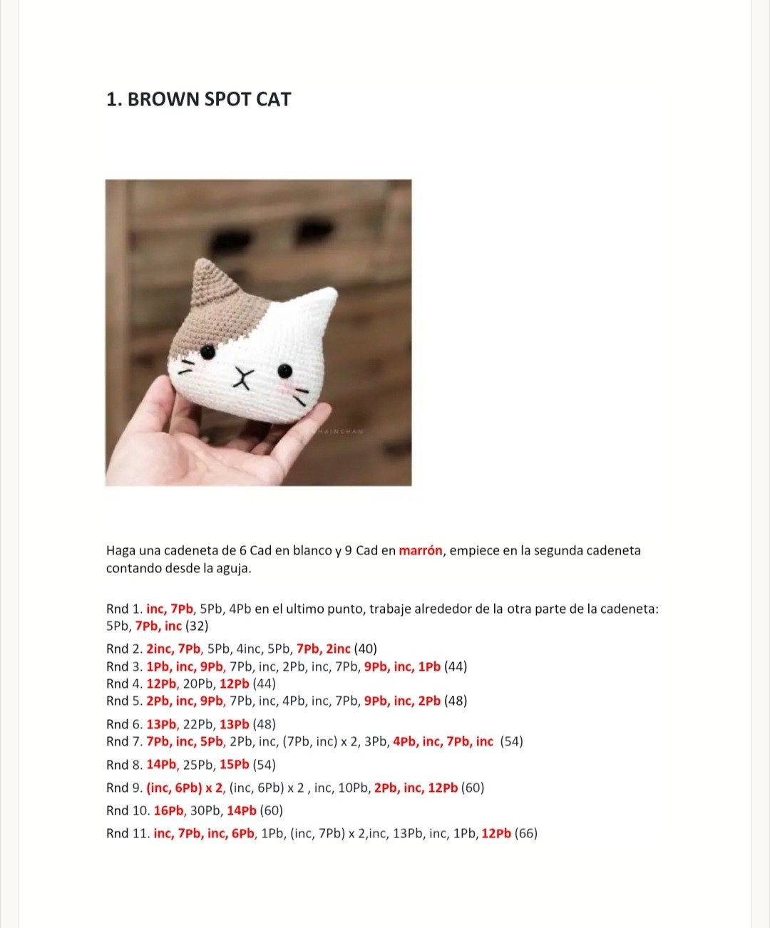 Patrón de Gato Amigurumi: Paso a Paso Fácil