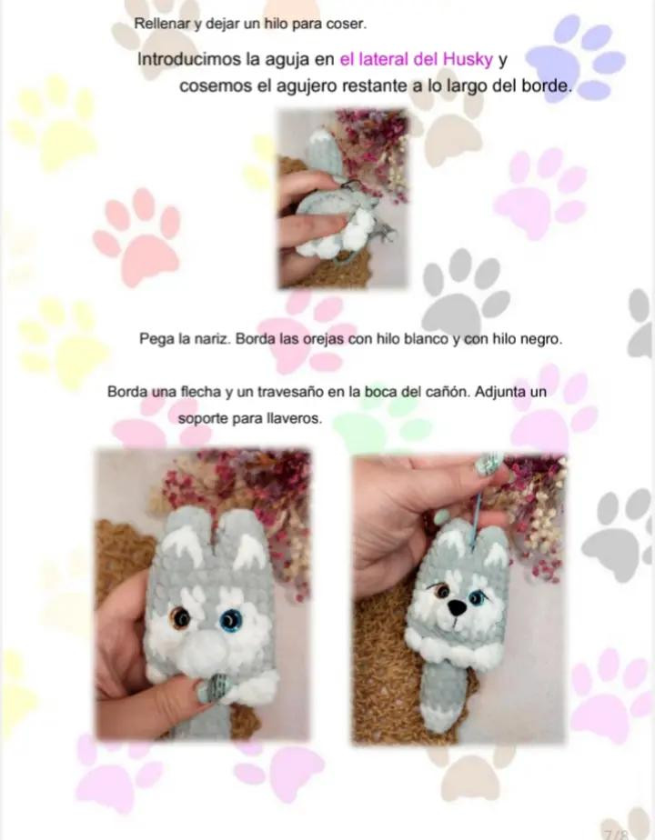 Patrón de Llavero Husky - Tutorial de Crochet Fácil