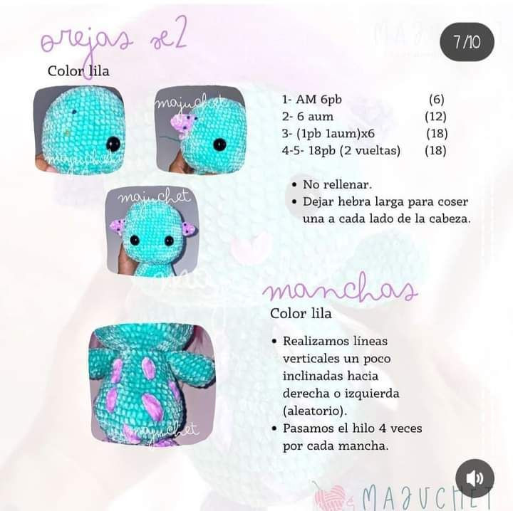 Patrón de muñeco de peluche colorido y encantador para crochet