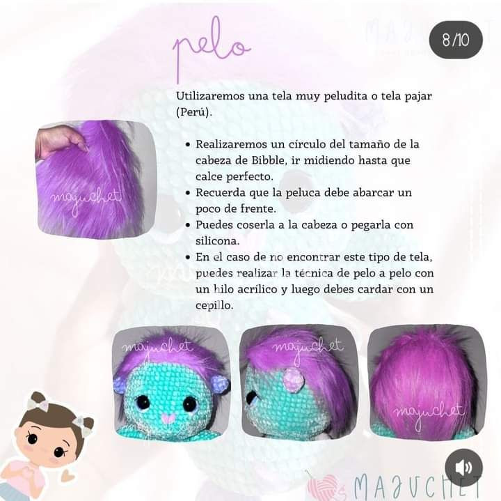 Patrón de muñeco de peluche colorido y encantador para crochet