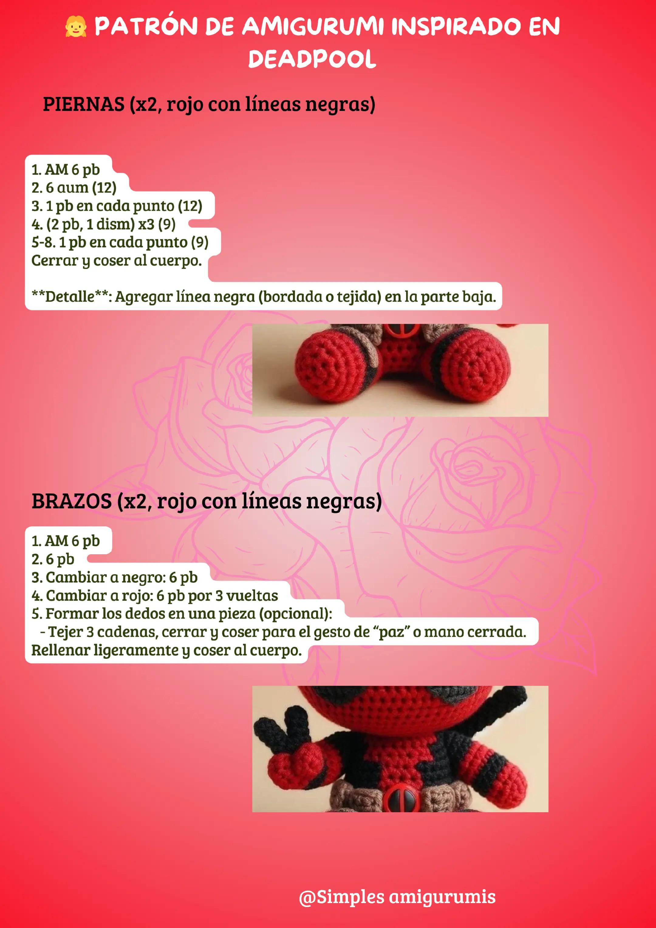 Patrón de muñeco Deadpool en amigurumi para crochet