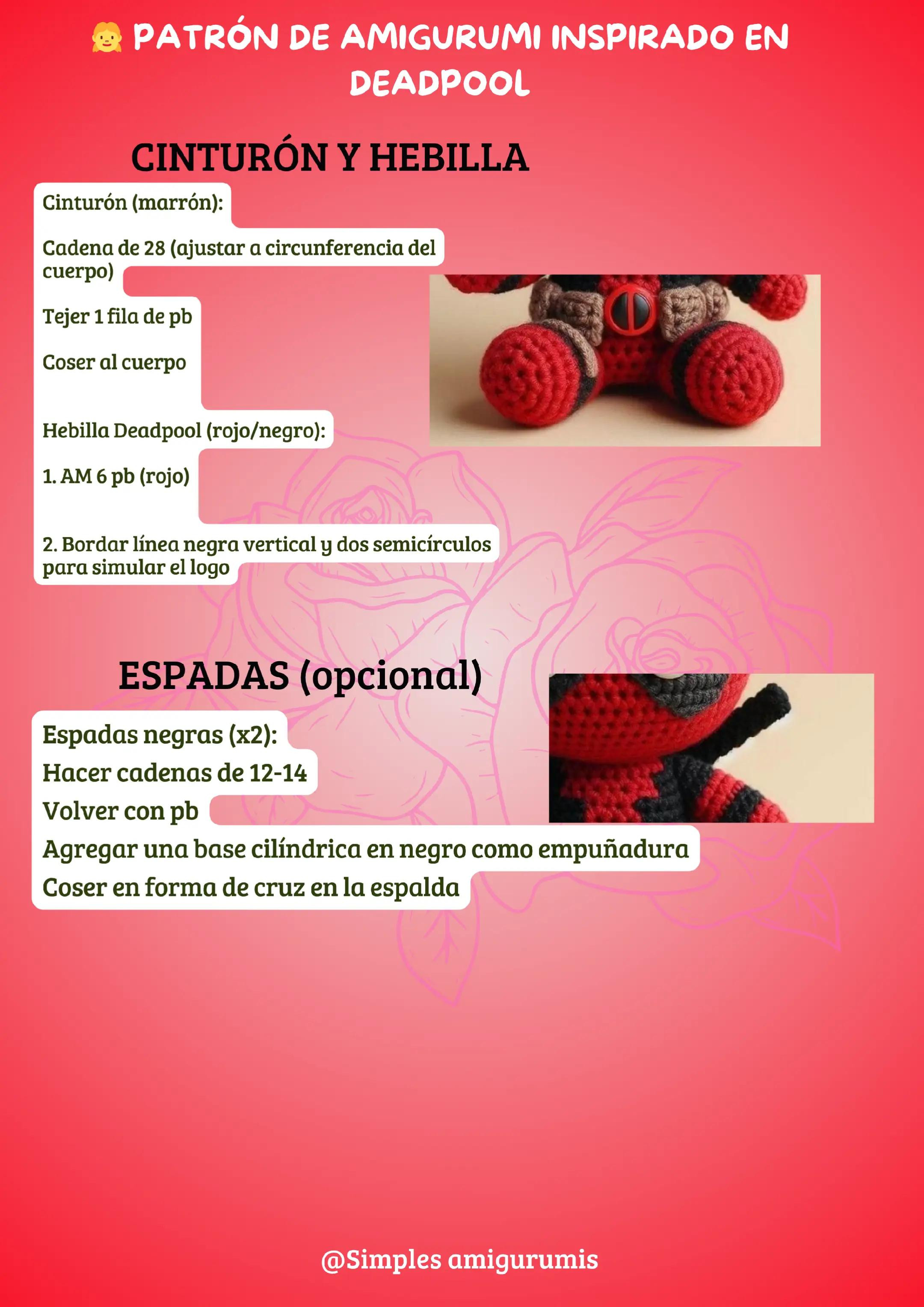 Patrón de muñeco Deadpool en amigurumi para crochet