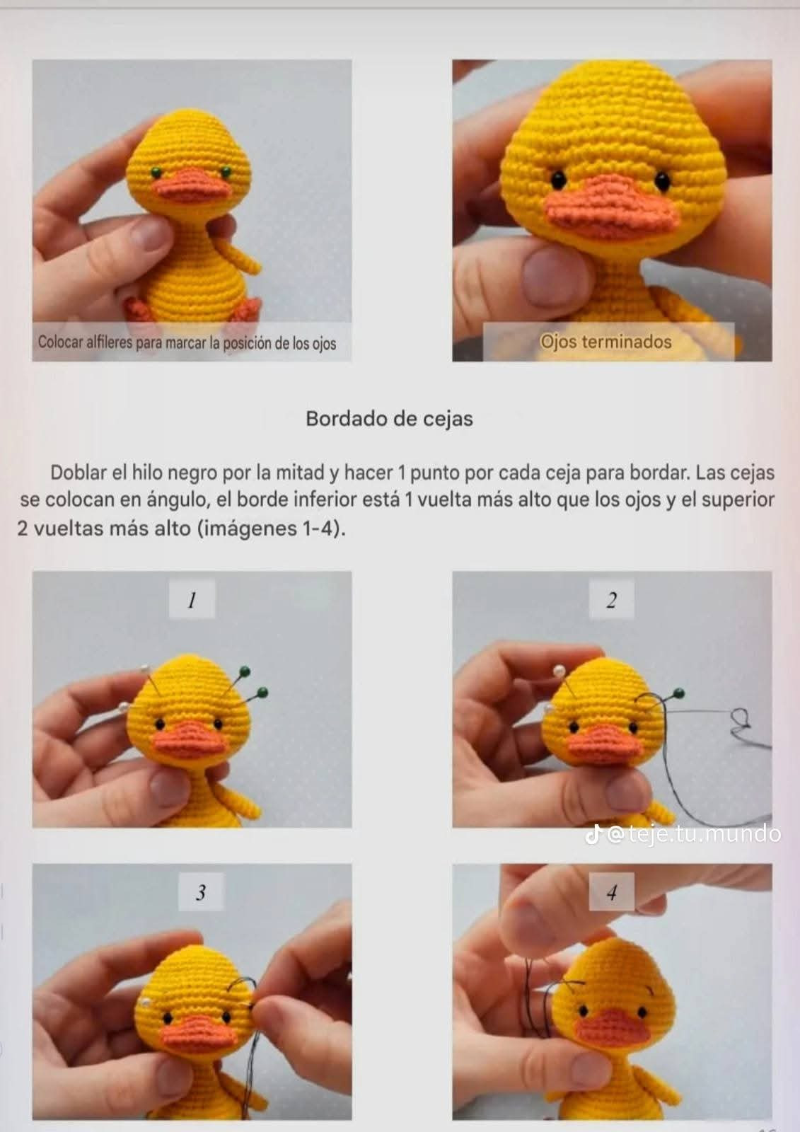 Patrón de patito de ganchillo adorable y fácil de seguir
