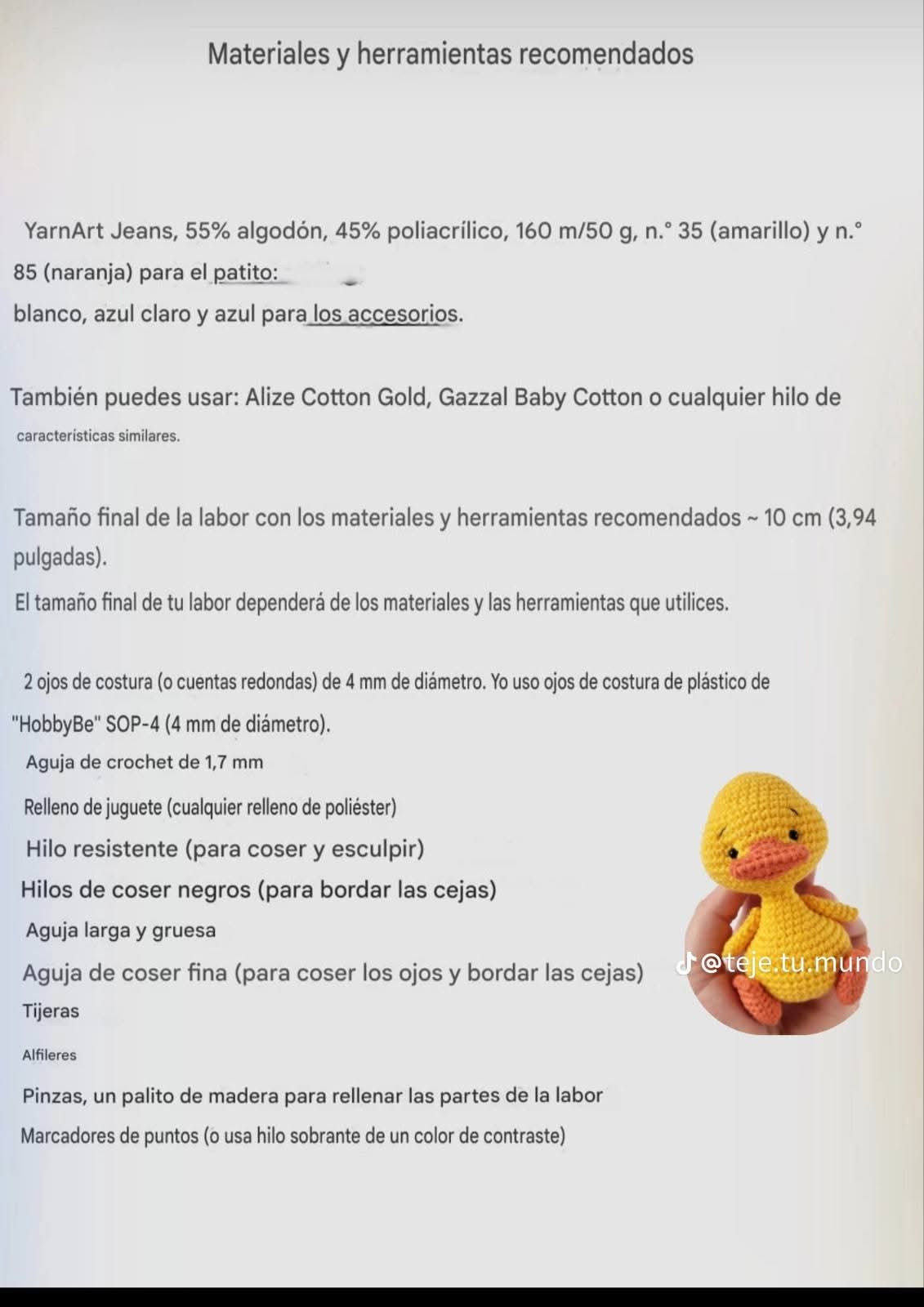 Patrón de patito de ganchillo adorable y fácil de seguir