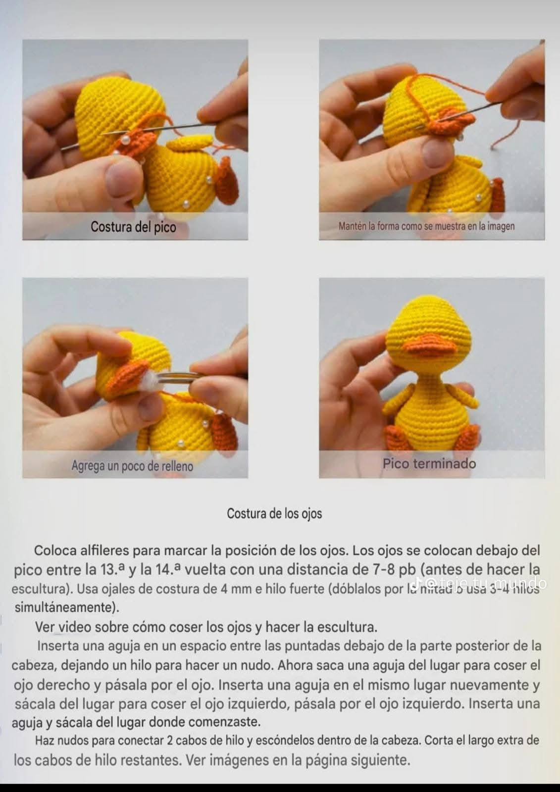 Patrón de patito de ganchillo adorable y fácil de seguir