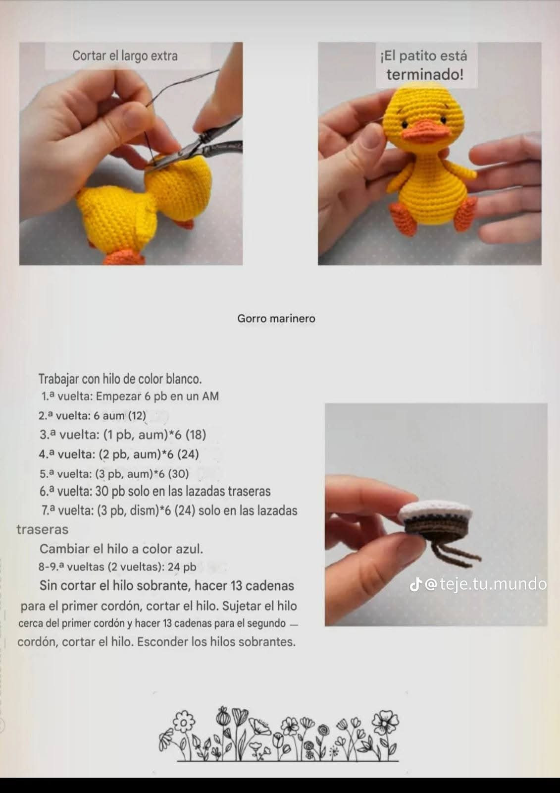 Patrón de patito de ganchillo adorable y fácil de seguir