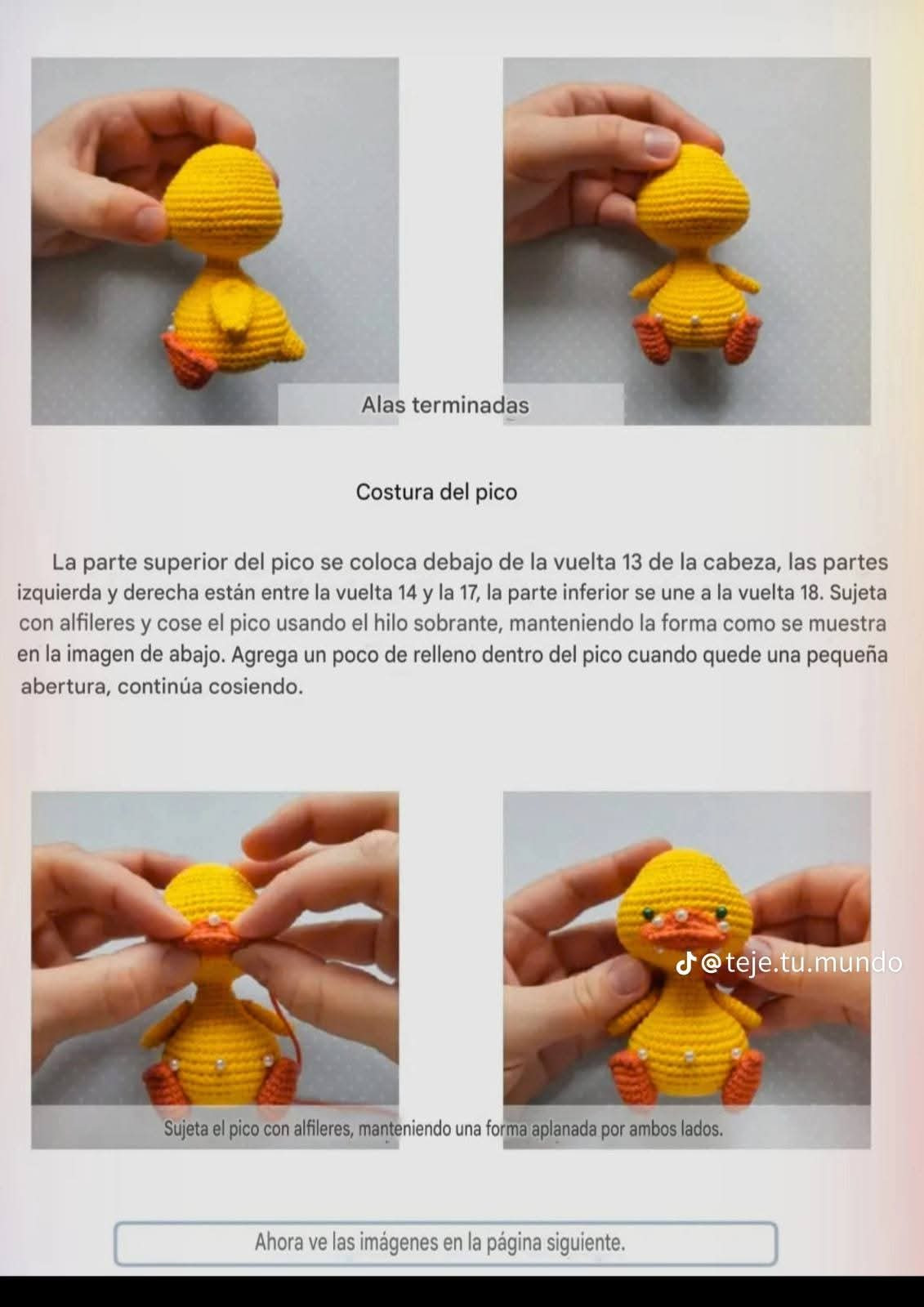 Patrón de patito de ganchillo adorable y fácil de seguir