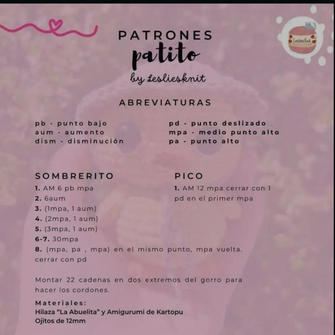 Patrón de pato de ganchillo con sombrero fácil y adorable