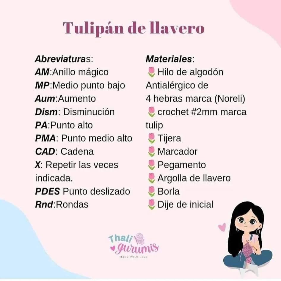 Patrón de tulipán llavero fácil de seguir para principiantes