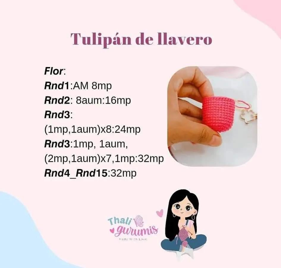 Patrón de tulipán llavero fácil de seguir para principiantes