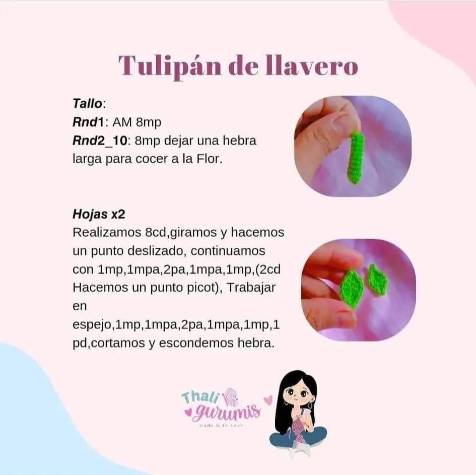 Patrón de tulipán llavero fácil de seguir para principiantes